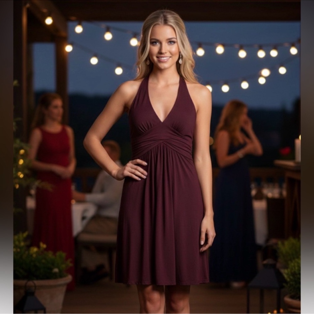 Karen Millen Sleeveless V-Neck Dress in Plum